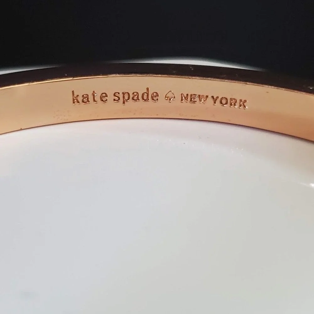Kate Spade Ready Set Bow Hinged Bangle Bracelet Rose Gold with Pave Bow Signed‎ - Picture 6 of 11